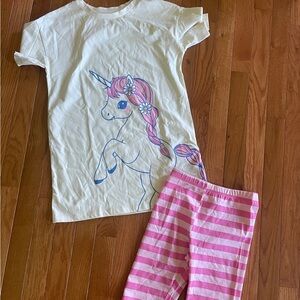 H&M White and Pink Matching Set with Unicorn Design